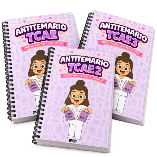 Pack Antitemario TCAE (Volumen 1, 2 y 3) — libros impresos en 3D